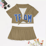 Custom Light Khaki Sky Blue Cheerleading Uniform Set
