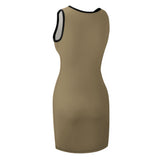 Custom Light Khaki Blue Sleeveless Vest Dress