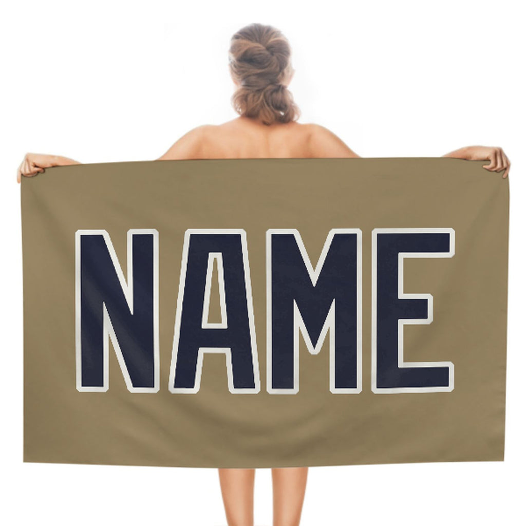 Custom Light Khaki Navy Beach Towel