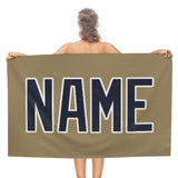 Custom Light Khaki Navy Beach Towel