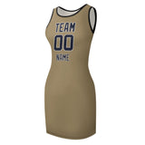 Custom Light Khaki Navy Sleeveless Vest Dress