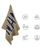 Custom Light Khaki Navy Beach Towel