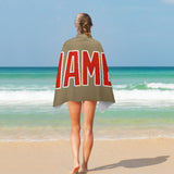 Custom Light Khaki Orange Red Beach Towel