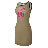 Custom Light Khaki Pink Sleeveless Vest Dress