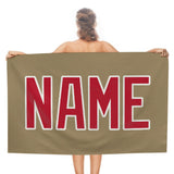 Custom Light Khaki Red Beach Towel