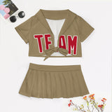 Custom Light Khaki Red Cheerleading Uniform Set