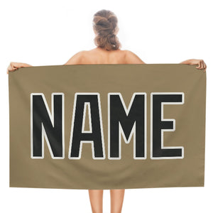 Custom Light Khaki Black Beach Towel