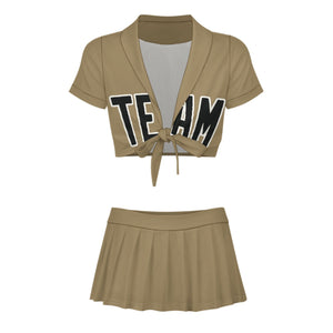 Custom Light Khaki Black Cheerleading Uniform Set
