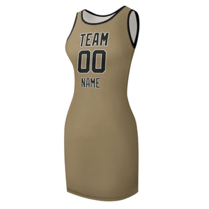 Custom Light Khaki Black Sleeveless Vest Dress