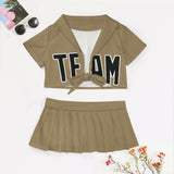 Custom Light Khaki Black Cheerleading Uniform Set