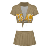 Custom Light Khaki Yellow Cheerleading Uniform Set