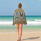 Custom Light Khaki Dark Grey Beach Towel