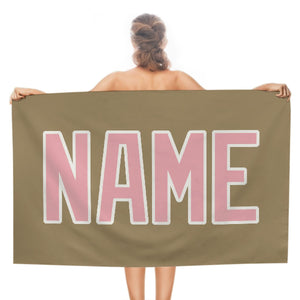 Custom Light Khaki Light Pink Beach Towel