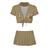 Custom Light Khaki Khaki Cheerleading Uniform Set