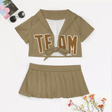 Custom Light Khaki Khaki Cheerleading Uniform Set