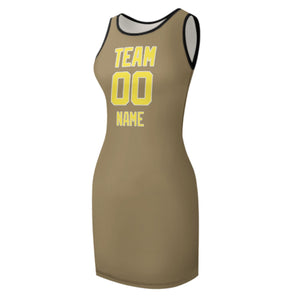 Custom Light Khaki Light Yellow Sleeveless Vest Dress