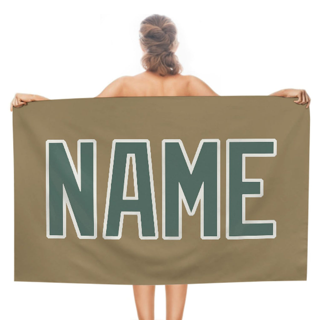 Custom Light Khaki Blue Green Beach Towel