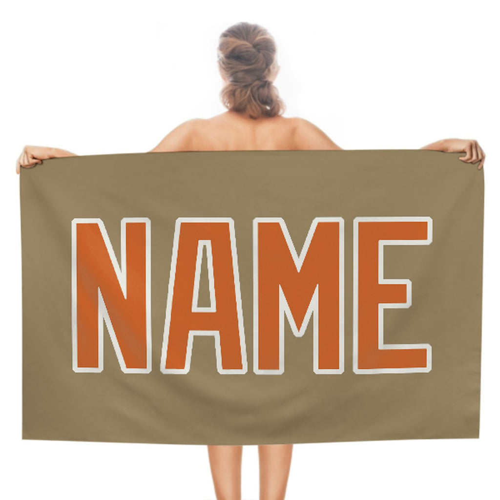 Custom Light Khaki Orange Beach Towel