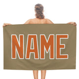 Custom Light Khaki Orange Beach Towel