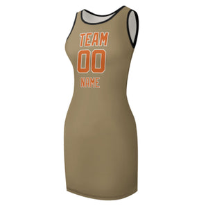 Custom Light Khaki Orange Sleeveless Vest Dress