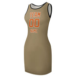 Custom Light Khaki Orange Sleeveless Vest Dress