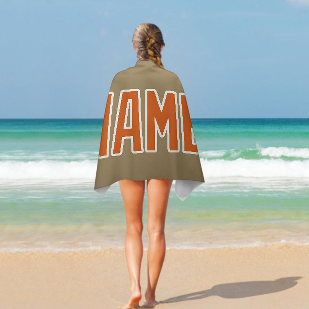 Custom Light Khaki Orange Beach Towel
