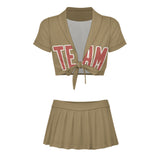 Custom Light Khaki Copper Rose Cheerleading Uniform Set