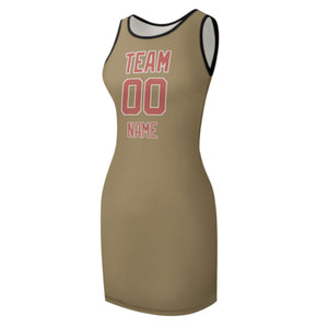 Custom Light Khaki Copper Rose Sleeveless Vest Dress