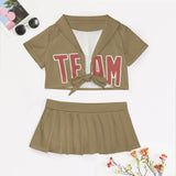 Custom Light Khaki Copper Rose Cheerleading Uniform Set