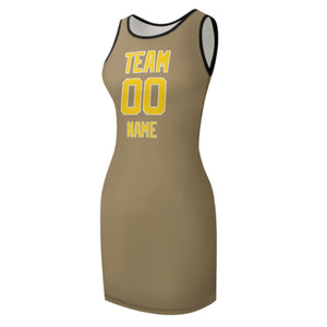 Custom Light Khaki Gold Sleeveless Vest Dress