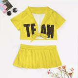 Custom Light Yellow Brown Cheerleading Uniform Set