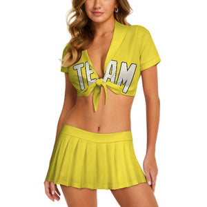 Custom Light Yellow Cream Cheerleading Uniform Set