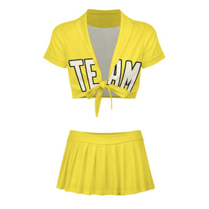 Custom Light Yellow Cream Cheerleading Uniform Set