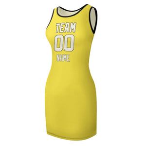 Custom Light Yellow Cream Sleeveless Vest Dress