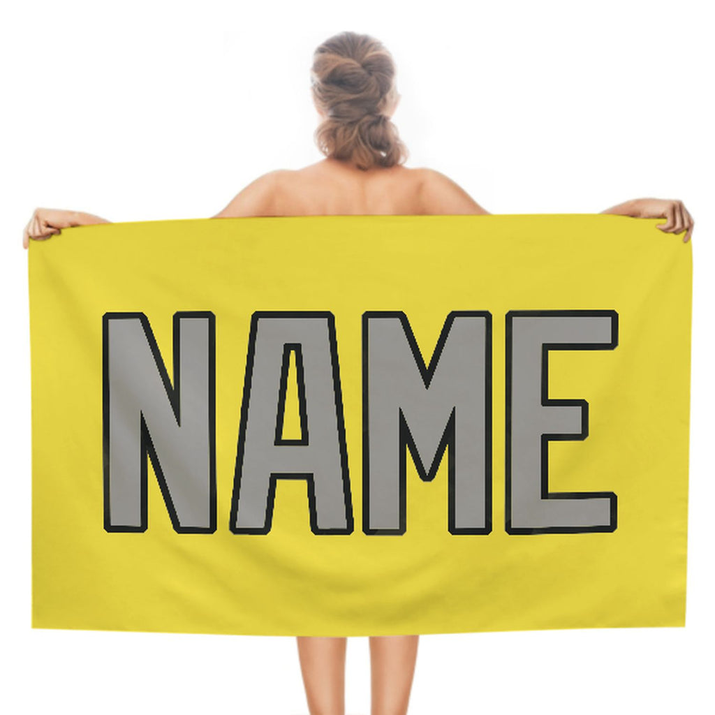 Custom Light Yellow Gray Beach Towel