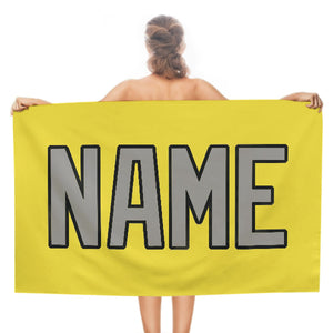Custom Light Yellow Gray Beach Towel