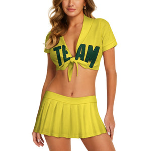 Custom Light Yellow Green Cheerleading Uniform Set