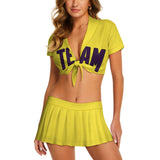 Custom Light Yellow Purple Cheerleading Uniform Set