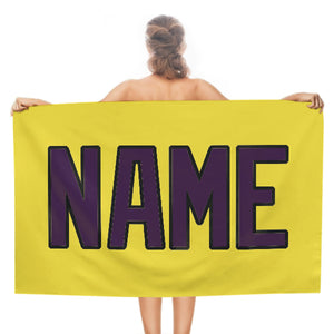 Custom Light Yellow Purple Beach Towel