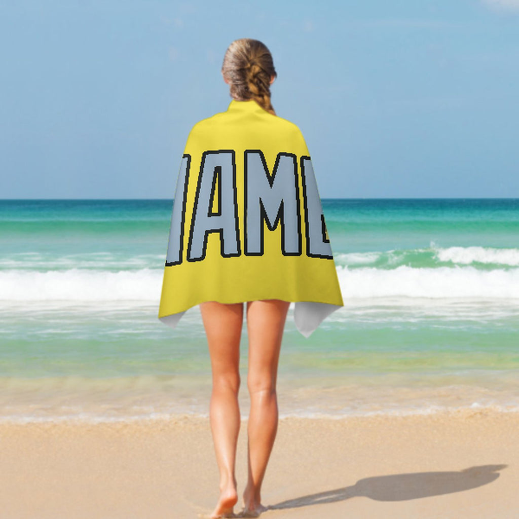 Custom Light Yellow Light Blue Beach Towel