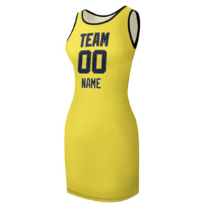 Custom Light Yellow Navy Sleeveless Vest Dress