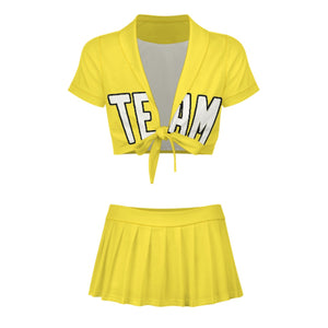 Custom Light Yellow White Cheerleading Uniform Set