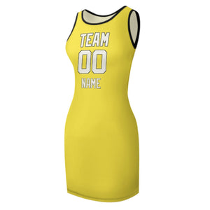 Custom Light Yellow White Sleeveless Vest Dress