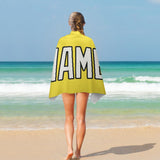 Custom Light Yellow White Beach Towel