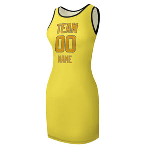 Custom Light Yellow Yellow Sleeveless Vest Dress