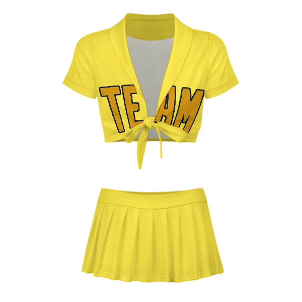Custom Light Yellow Yellow Cheerleading Uniform Set