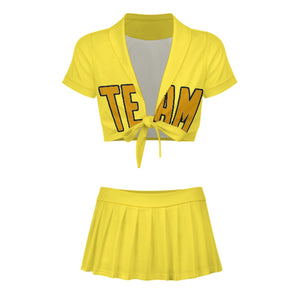 Custom Light Yellow Yellow Cheerleading Uniform Set
