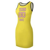 Custom Light Yellow Light Pink Sleeveless Vest Dress