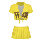 Custom Light Yellow Khaki Cheerleading Uniform Set