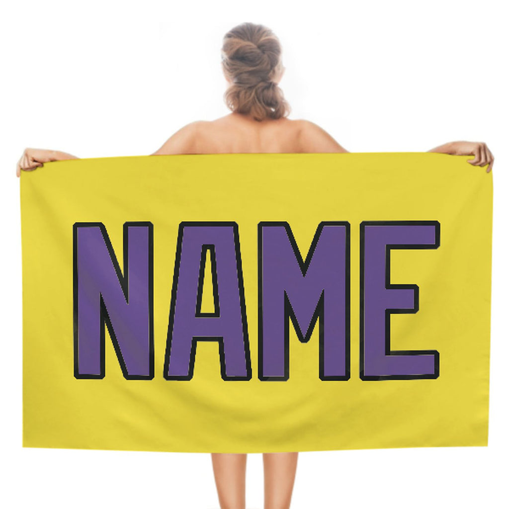 Custom Light Yellow Light Purple Beach Towel